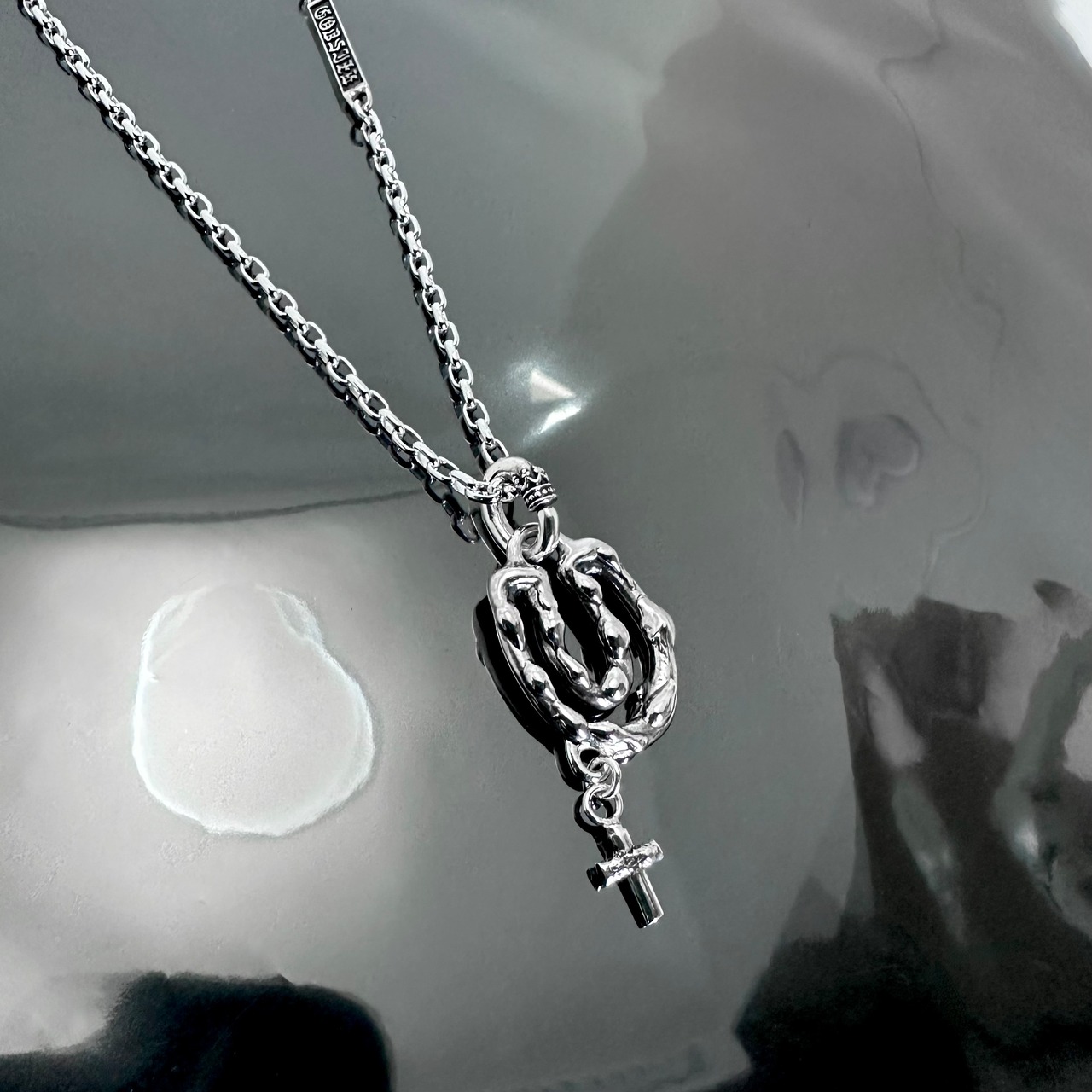 OPEN HORSESHOE with CROSS #1 with GODSIZE® I.D. TAG NECKLACE / オープンホースシュー ウィズ クロス #1ゴッドサイズ® I.D.タグネックレス