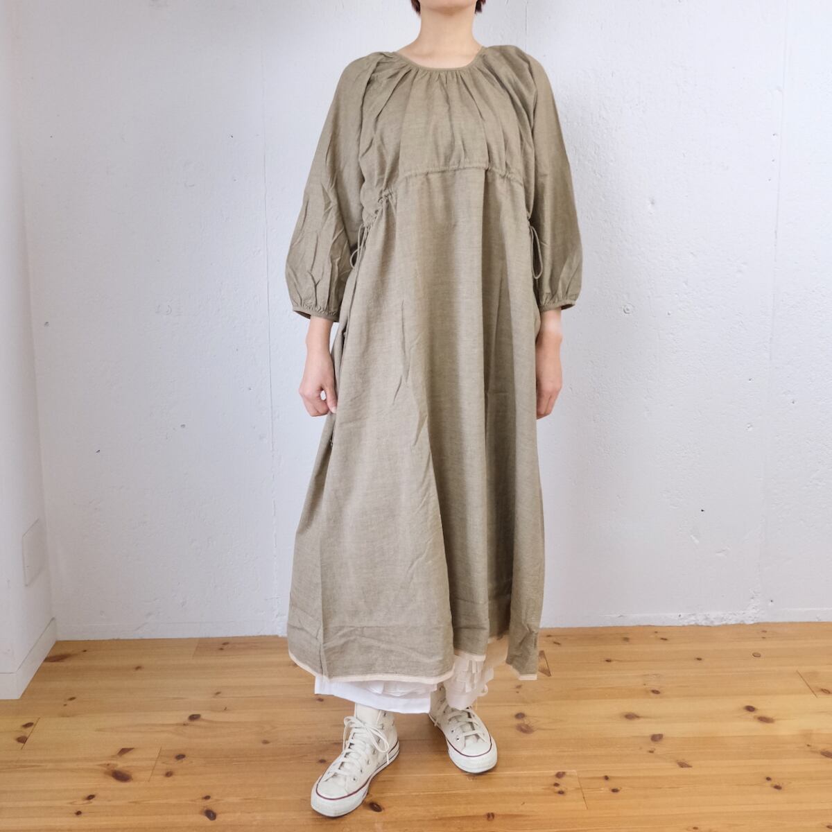 BUNON(ブノン) Khadi Cotton Back Button Dress バックボタン