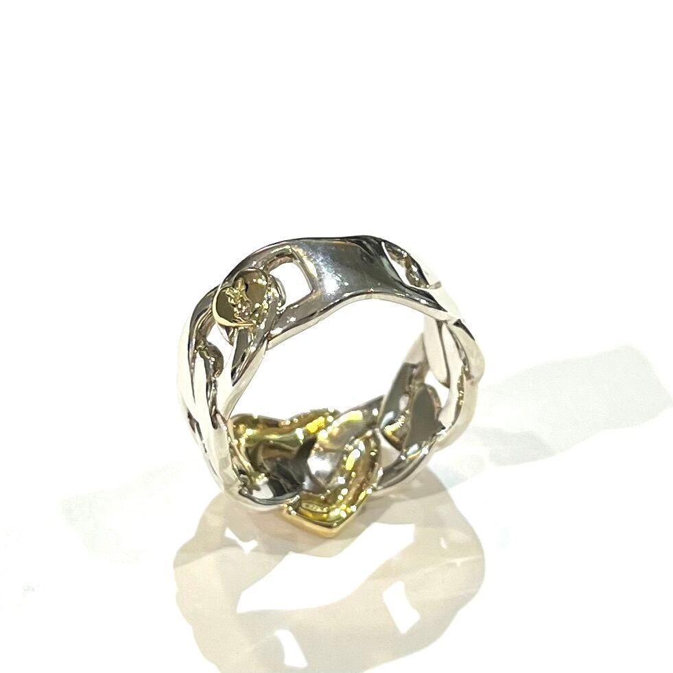 YVES SAINT LAURENT】【13.5号】2460 YSLサンローラン チェーンハート YVES SAINT LAURENT】【13.5号】2460 YSLサンローラン チェーンハート