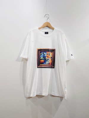 GarageUW BLUE&GOLD FOX COAT HANGER CREW NECK TEE  WHITE