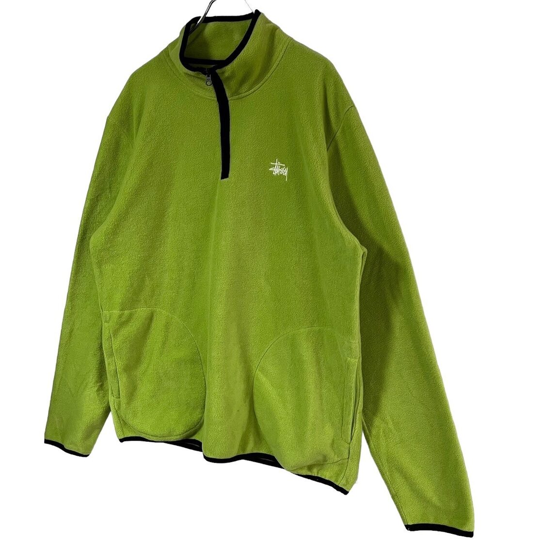 stussy ステューシー フリース XL ハーフジップ 刺繍ロゴ ワンポイント  