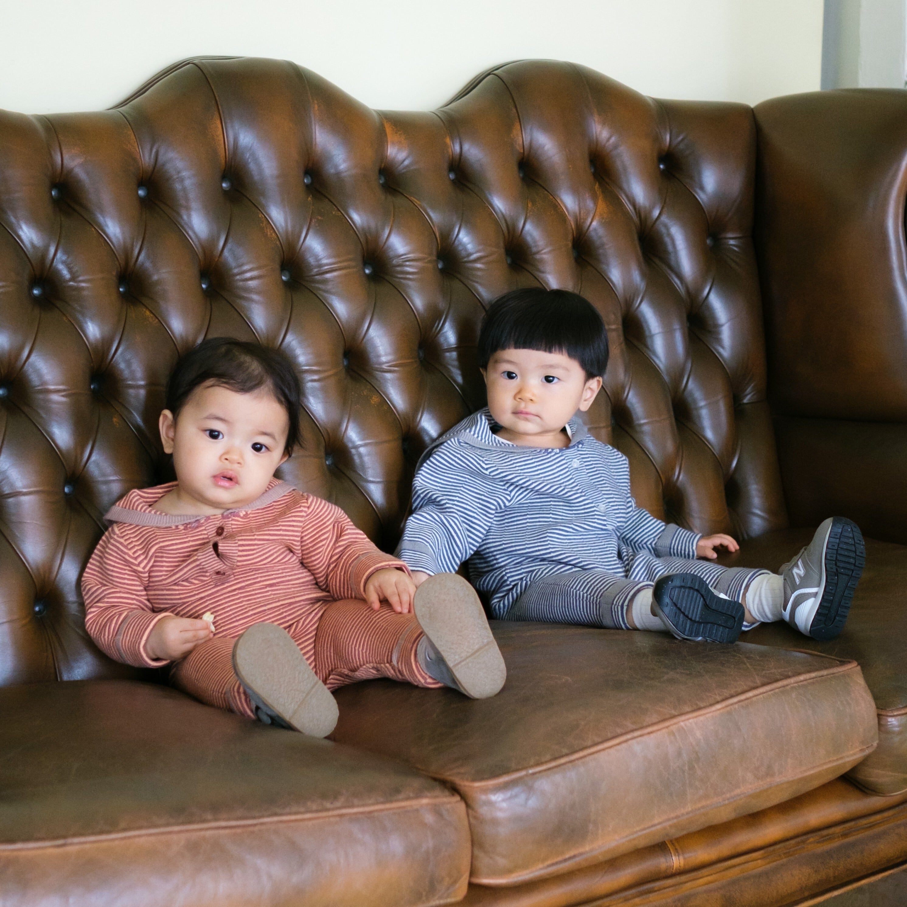 25AW】&PAL(アンドパル)セーラーボーダーニットロンパース ネイビー(XS