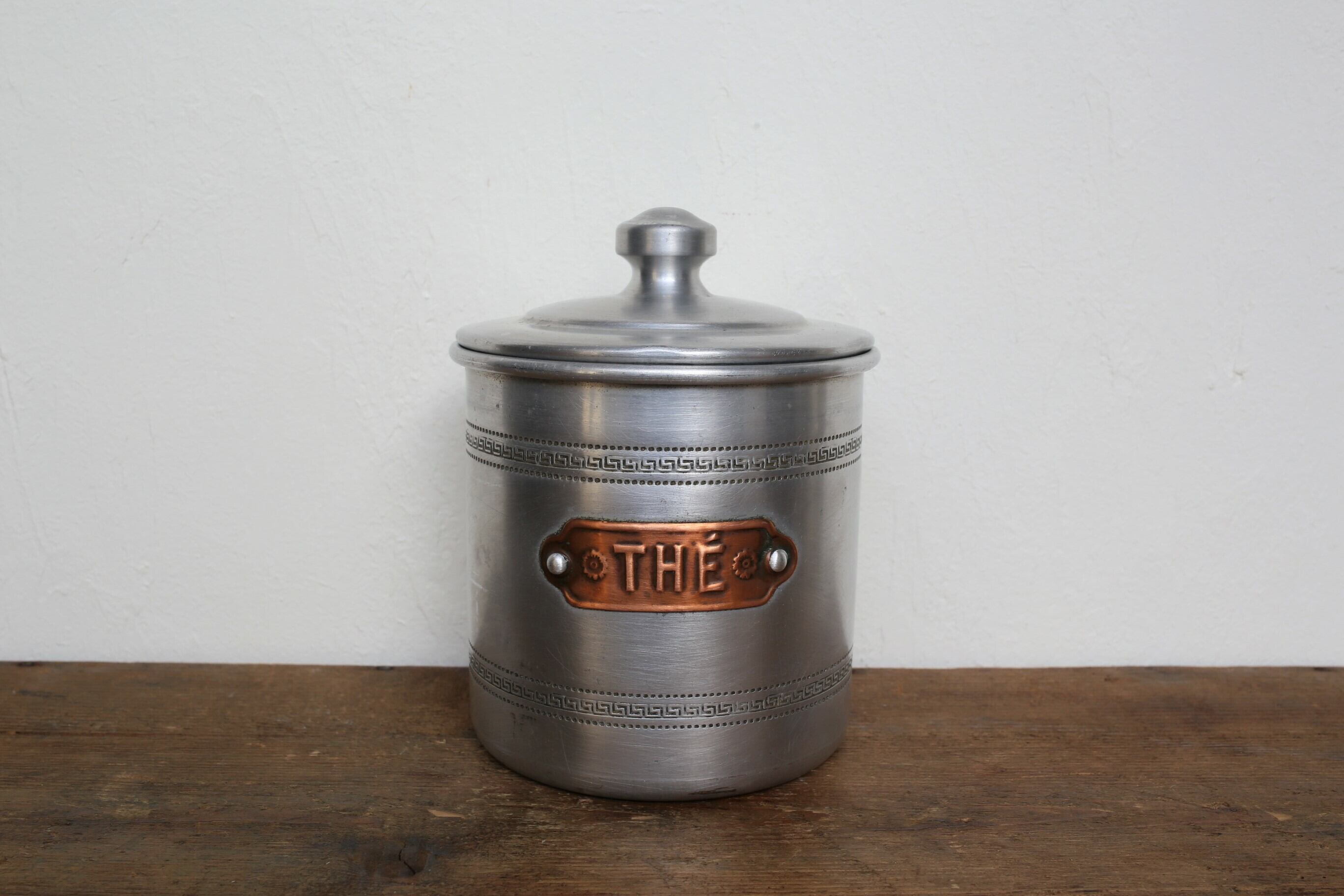 フランス アンティーク ヴィンテージ アルミ製 キャニスター 「 THÉ 」