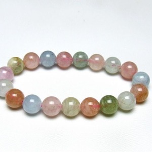 ミックスカラーベリル ブレスレット 11mm 一点物 メール便可 [M便 1/10] 111-48894