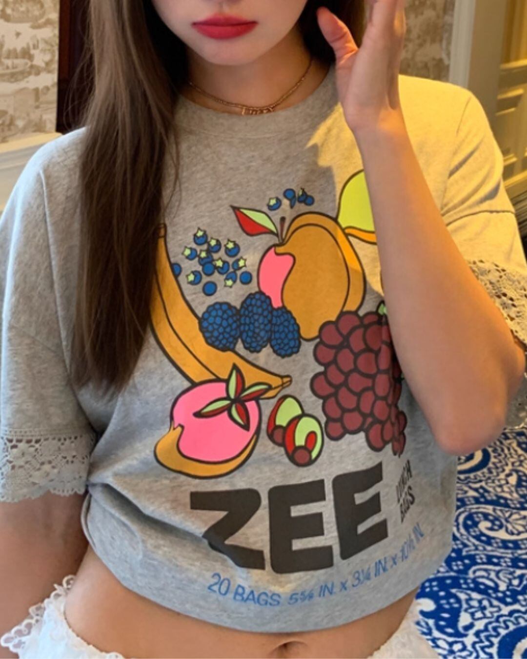 Fruit Print Crew Neck Short Sleeve T-Shirt P0044