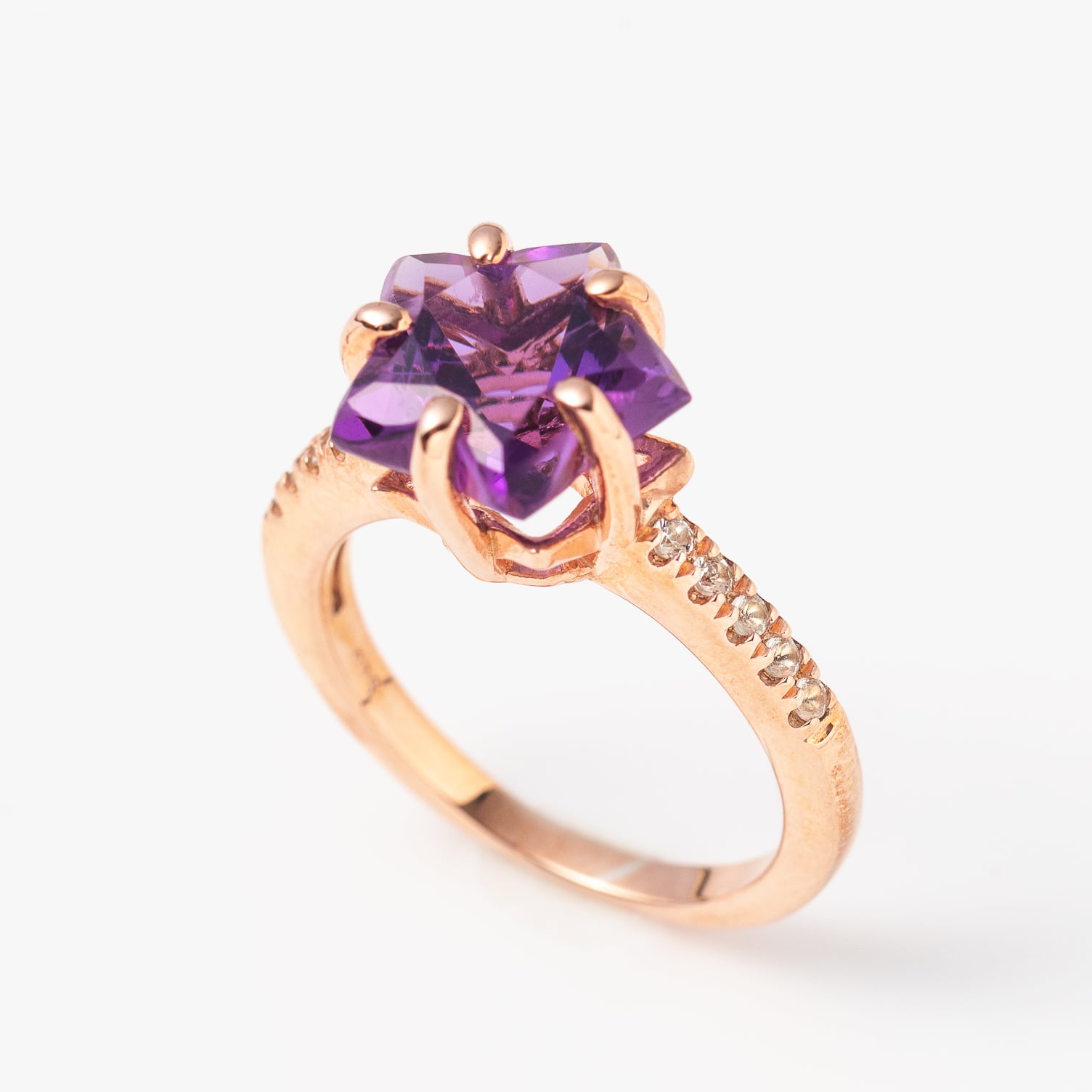 スターシェイプ アメジスト ホワイトトパーズメレリング | ＜天然石