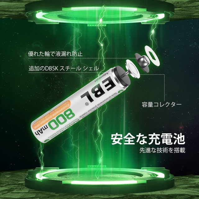 EBL 単4電池 充電式 12個パック 充電池セット 約1200回繰り返し充電可能 ニッケル水素電池 単4充電池 単四電池