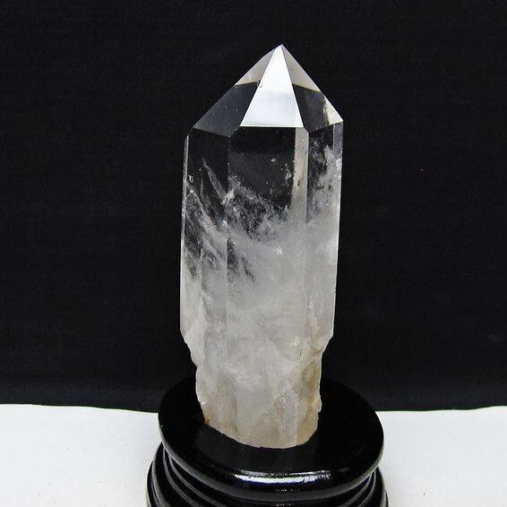 水晶 六角柱 水晶 ポイント 台座付属 置物 原石 一点物 152-4555