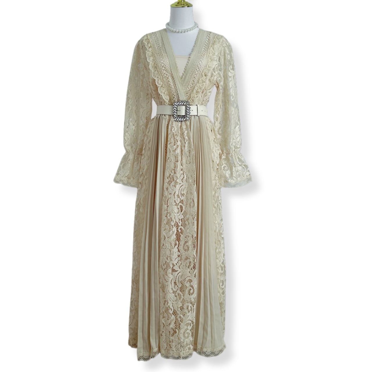 レースカシュクールベルトワンピース L1951