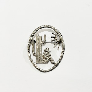 1940's〜 Vintage 865 Silver Man & Cactus Brooch Made In Mexico