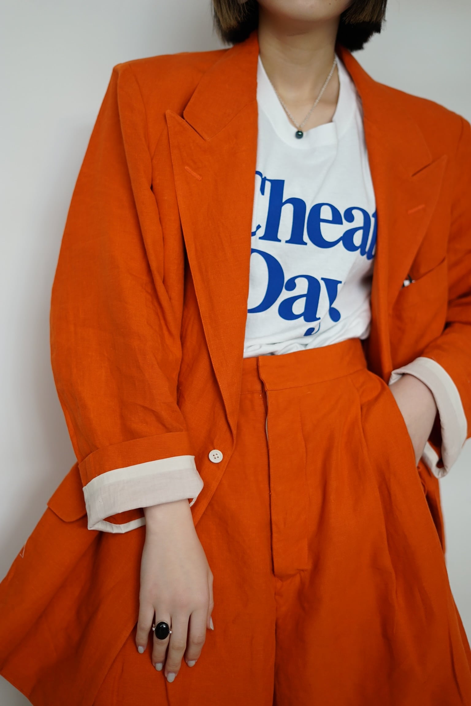 JUN MIKAMI / リネンジャケット（check大,orange） | JUQUI Online 