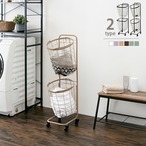 ラック 2段ランドリーラック 丸型 -KR- 34.5×39×108cm リビング収納 2段 通気性