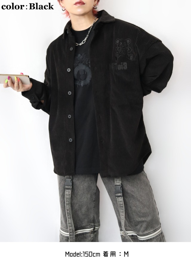 Bear corduroy long sleeve shirt（ベアー コーデュロイ  ロング スリーブ シャツ)【Brown】