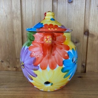 スペイン製　蓋付き　陶器　壺 スペイン陶器 ガーリックポット(MF) | zakka kisiro スペイン雑貨札幌