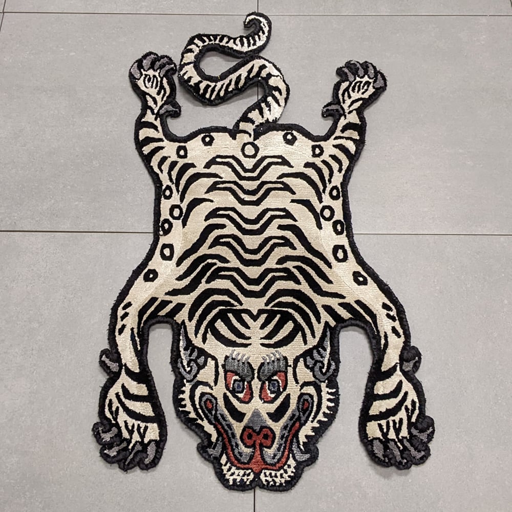 Tibetan Tiger Rug (XSサイズ シルク ナチュラルサンド 070) チベタン