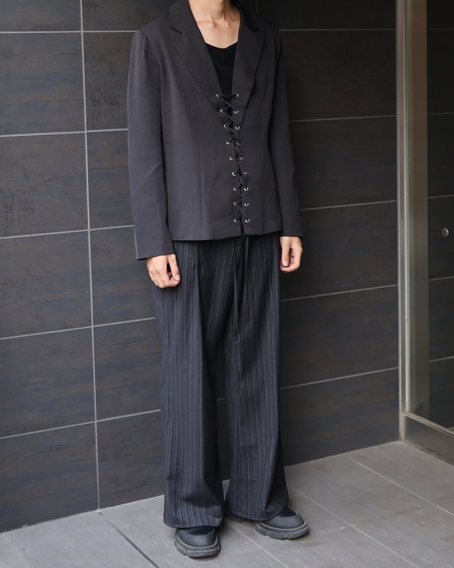 Pinstripe wide straight slacks