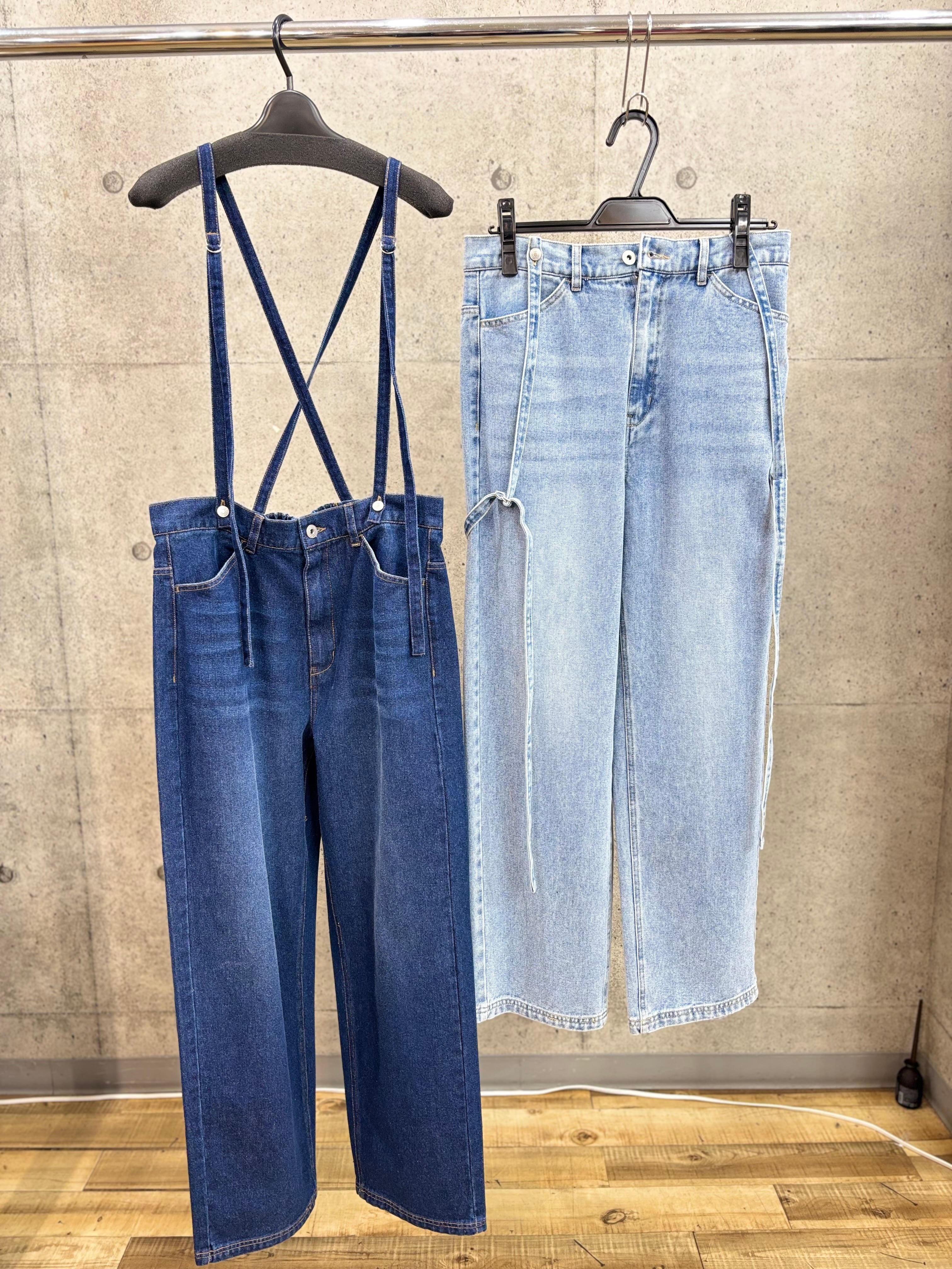 送料無料】CYNICAL(シニカル)サスペンダー付きワイドデニムパンツ