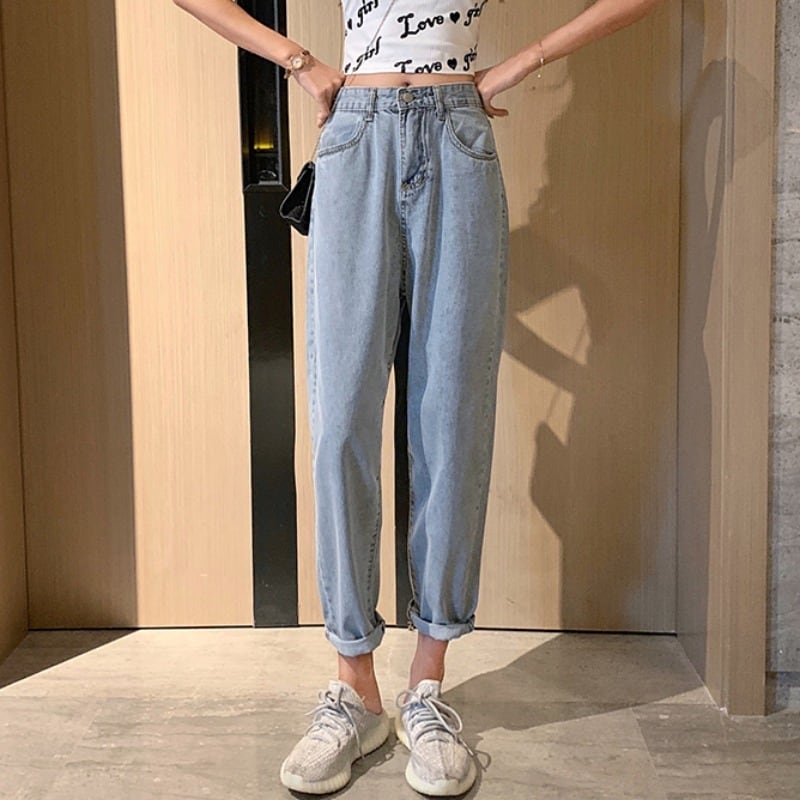 2020年初春ハイウエストワイルドストレートルーズワイドレッグジーンズパンツ女子学生スリムパンツの新バージョン YY-ファッション49915905874