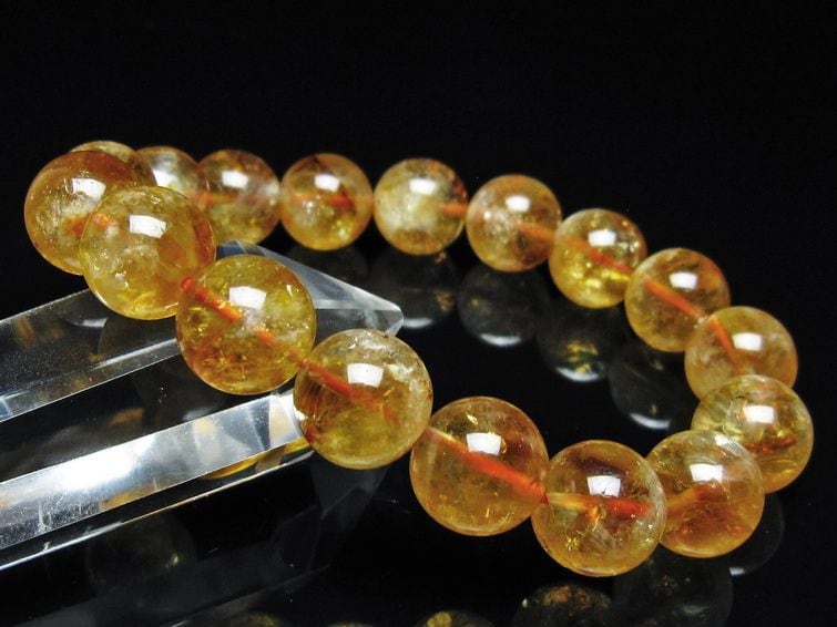 シトリン ブレスレット 虹入り 12mm シトリンクォーツ ブレス メール便