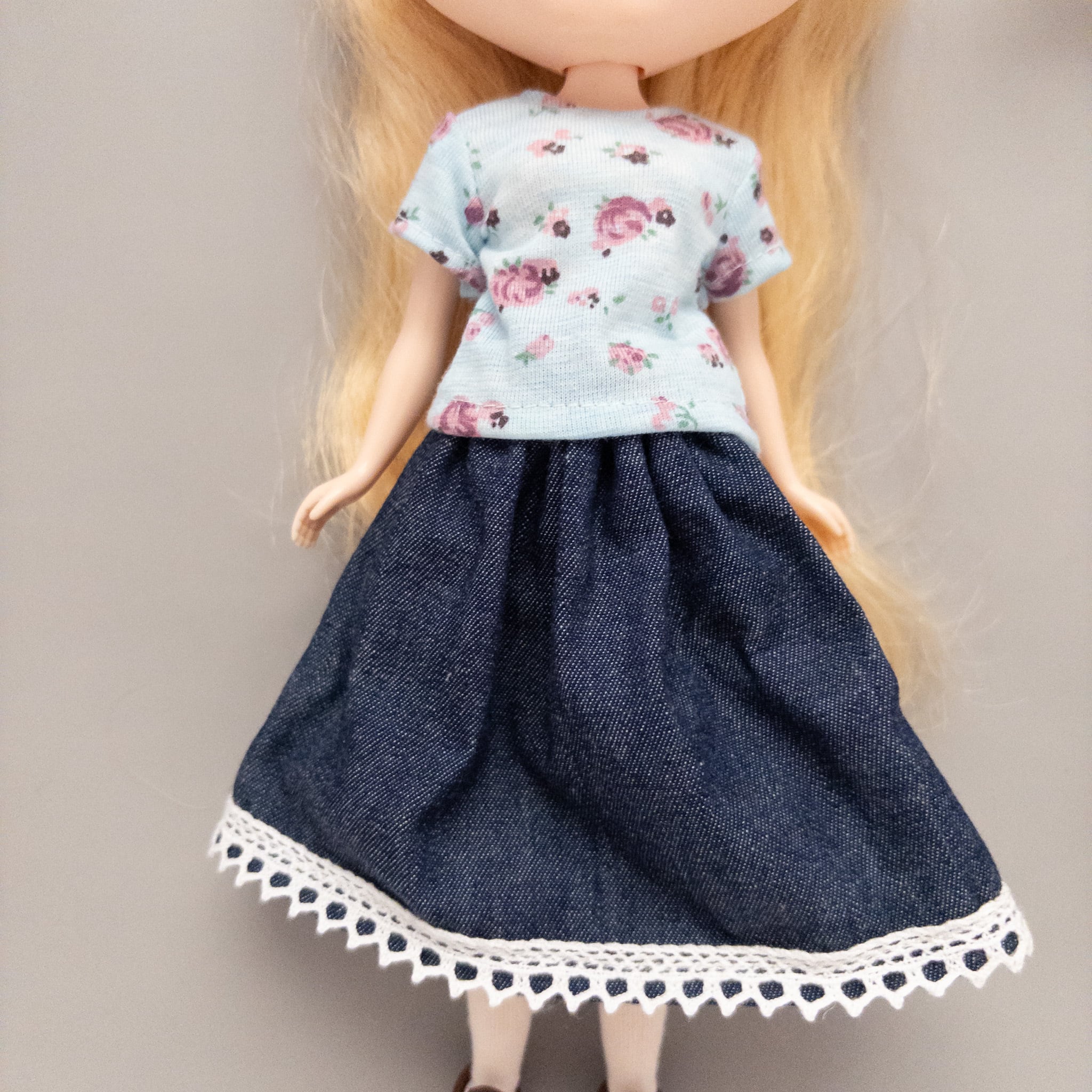 23 特別価格　夏柄ギャザーマキシスカート　リカちゃん　ブライス 1_96625127e094d955607eff3498f6