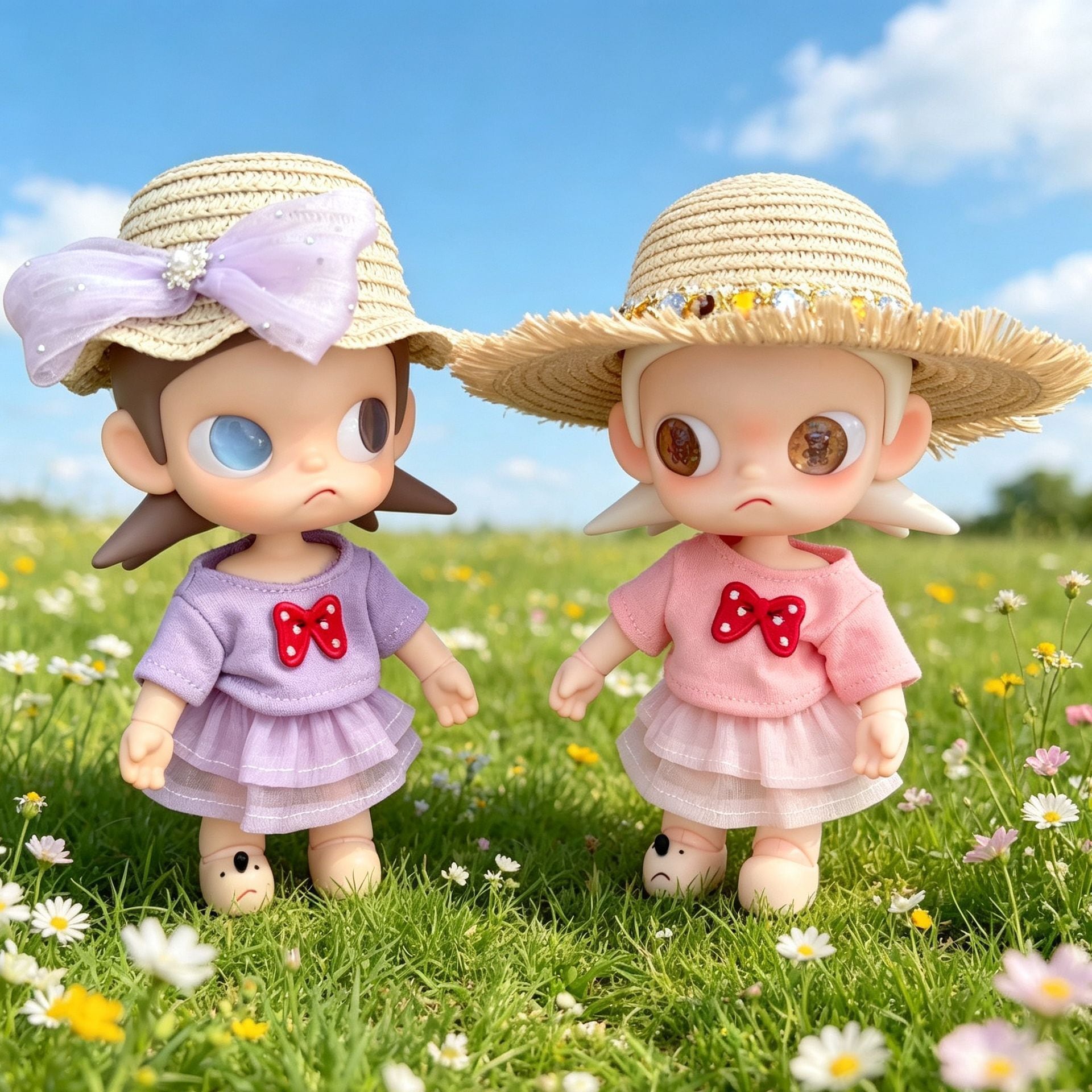 ZSIGA/20cmぬいぐるみ対応 かわいい リボンパーカー+スカート+麦わら