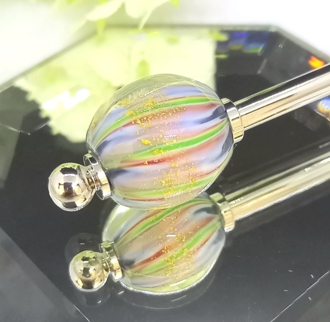 金箔入りレース模様のとんぼ玉・簪