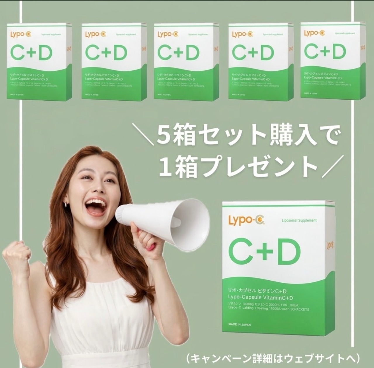 【10月キャンペーン特典付き★】リポカプセルビタミンC+D(30包入り)5箱+1箱