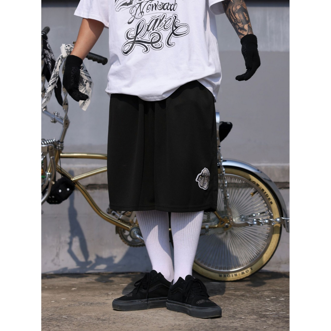 ストリート Chicano ブルドッグ 刺繍ショーツ P212