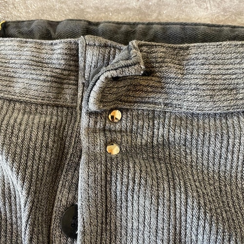 50-60s フレンチワーク ストライプ コットンピケ グレー パンツ W31 詳細写真5