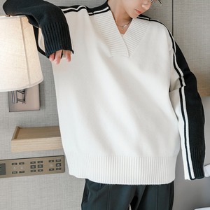 バイカラーVネックニット C10357