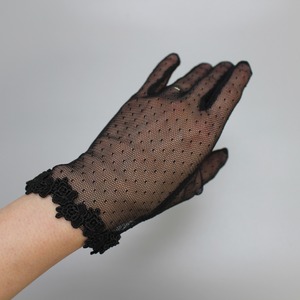 フォーマル用ドットチュール裾ケミカルショート手袋 ブラック427-303