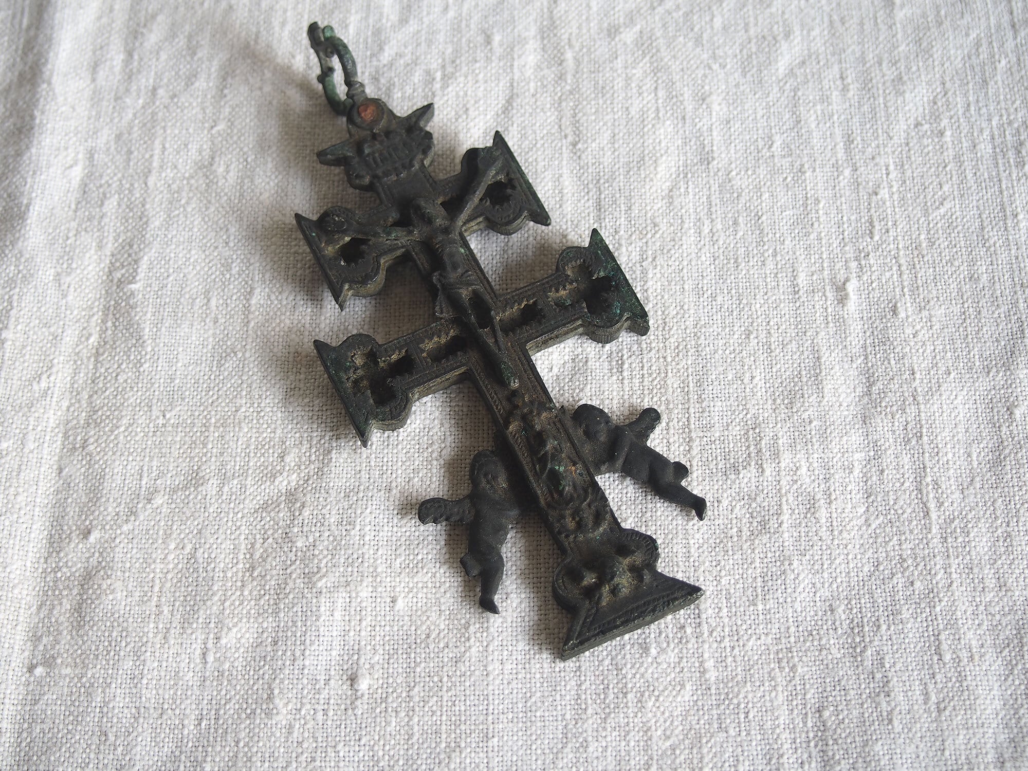 十字架螺鈿 ロザリオ12.5cm キリスト 象嵌 イコン エルサレム工芸