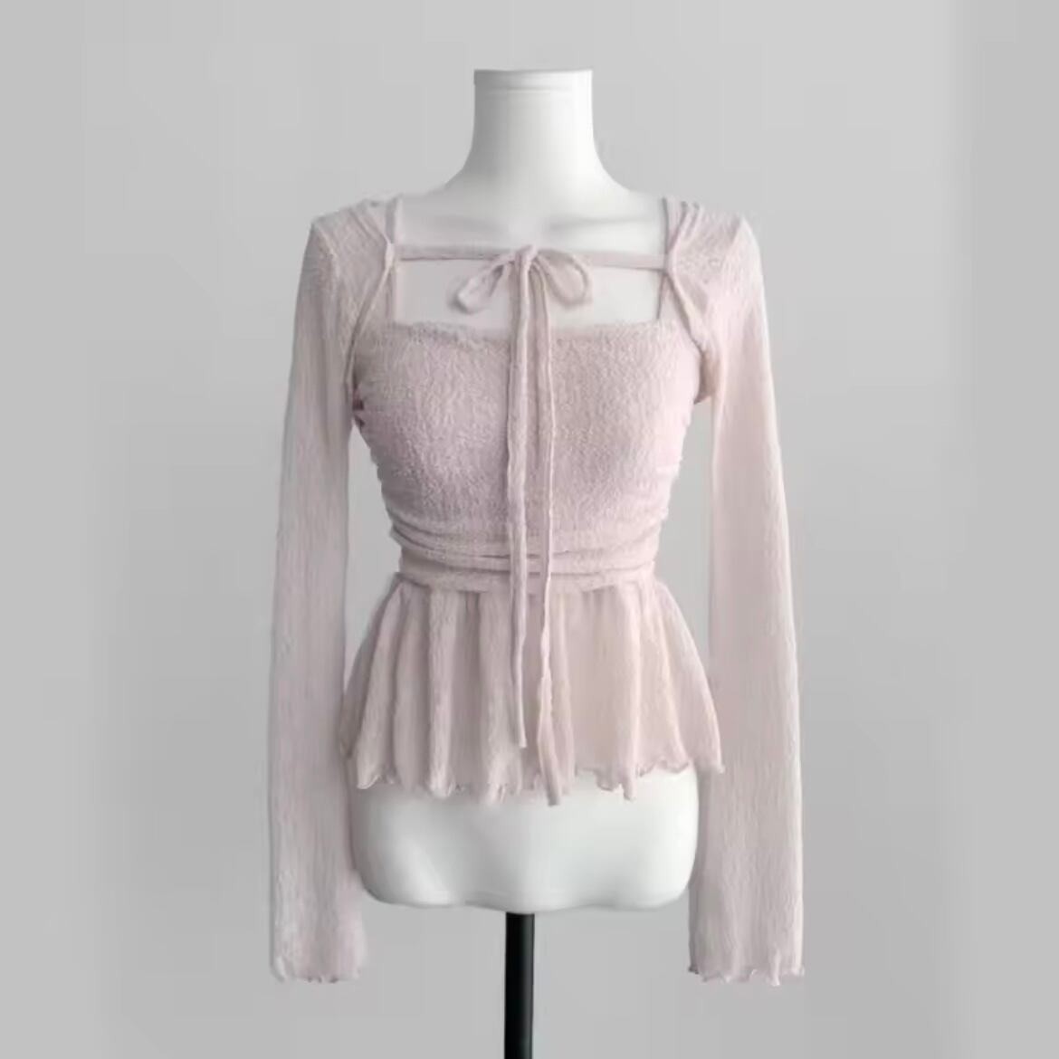 girly sheer cardigan camisole set