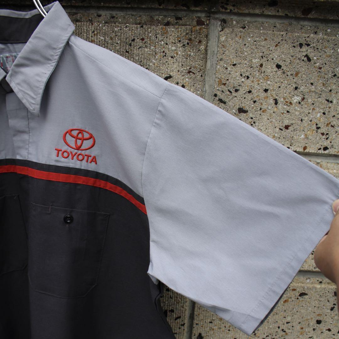 Lサイズ】US TOYOTA 2Pエンブレムロゴ刺繍 RED KAP社製 古着 ワーク