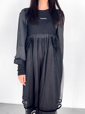 "再構築" Tulle×Embroidery Puff Sleeve Dress