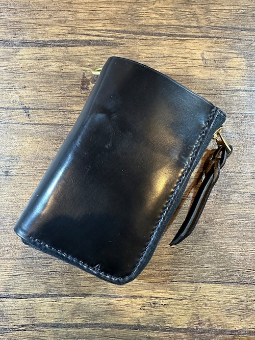 『即納』CK-261LFミドルウォレット 4の刻印あり シェルコードバン×クロムエクセル ホーウィンロゴ ブラス ブラック EB