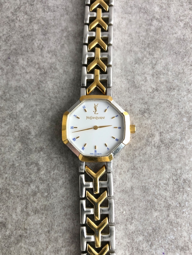 Yves Saint Laurent イヴ・サンローラン 腕時計 シルバー×ゴールド オクタゴン ステンレススチール クウォーツ 2200-226313 vintage ヴィンテージ オールド famare