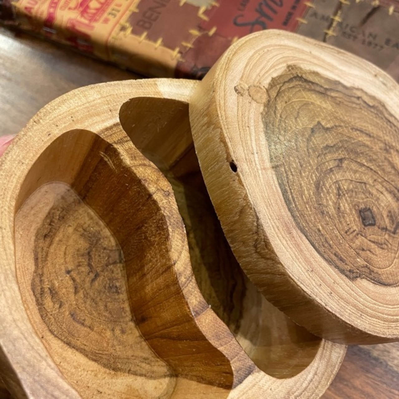Thailand Teak Wood Slide Box Separate Natural / タイ チークスライドボックス セパレート ナチュラル 小物入れ 小物BOX 収納ボックス 木材 天然木 ナチュラル ハンドメイド チークウッド リビング収納 蓋付き 開閉可 ギフト プレゼント かわいい シンプル