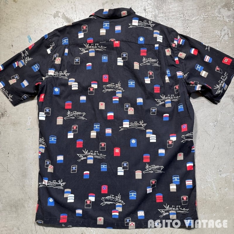 ジャン・ジャンセン 50's Jantzen ジャンセン コットンオープンカラーシャツ 開襟 ブラック