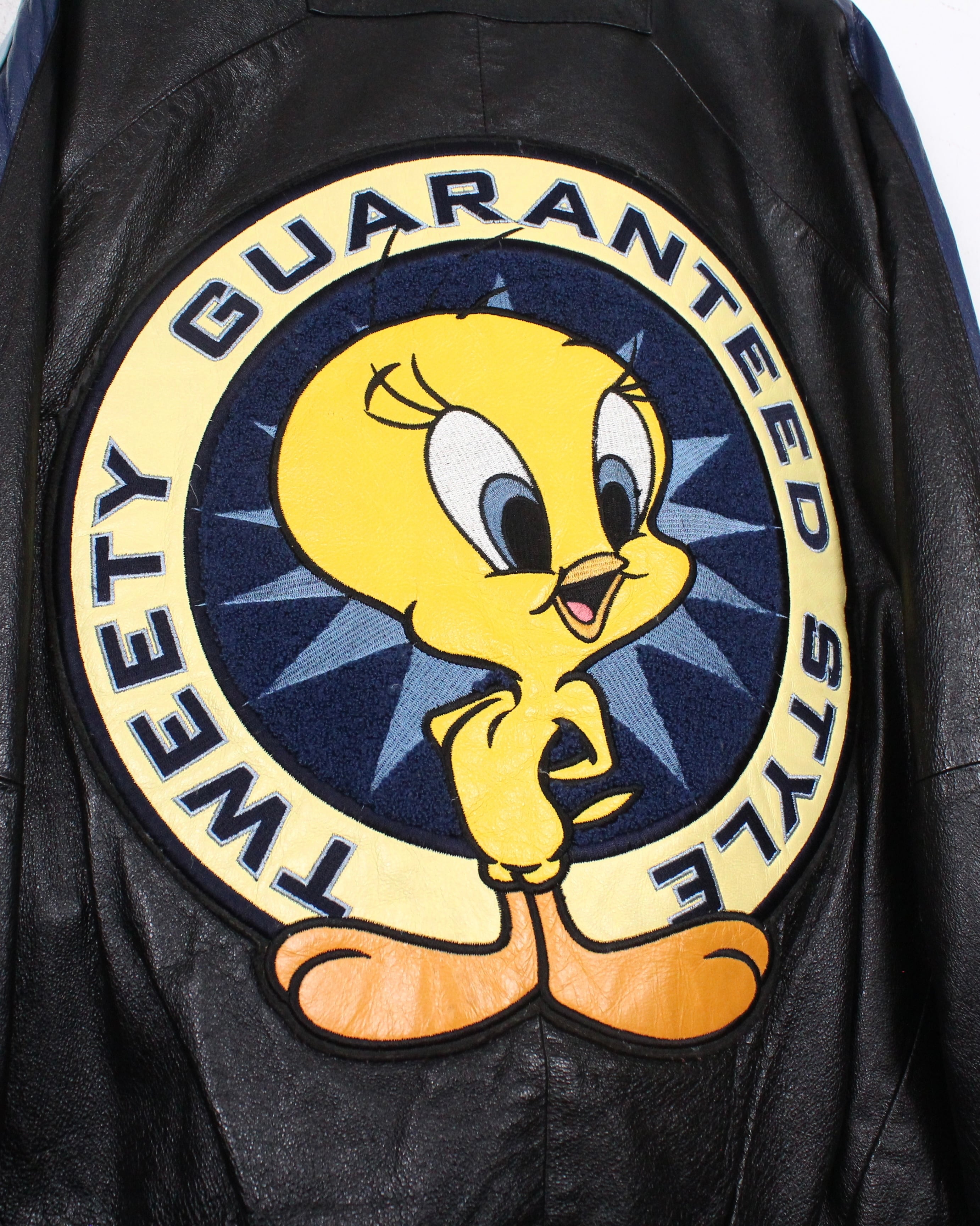 Caka act2】“LOONEY TUNES”“Tweety”Wappen Loose Leather Jacket
