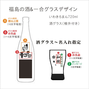 名入れ 日本酒 ギフト 【 いわきろまん 純米酒 筆文字 720ml 名入れ 酒グラス ひのき升 セット】 感謝のメッセージ お歳暮 クリスマス 記念日 誕生日 父の日 還暦祝い 名入れ プレゼント 福島県 地酒 感謝感謝 感謝の気持ち 送料無料