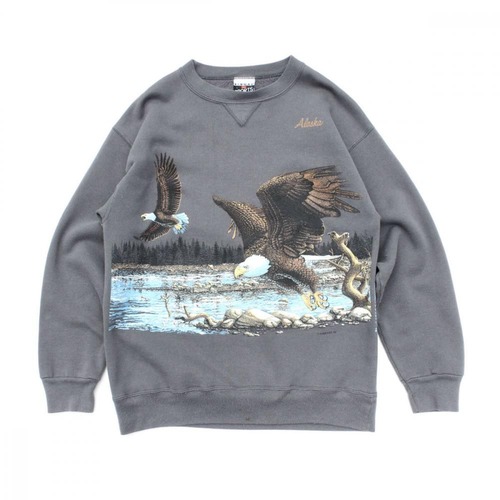 Vintage Souvenir Sweatshirt [HABITAT 1992s-] W Sided Print Charcoal L
