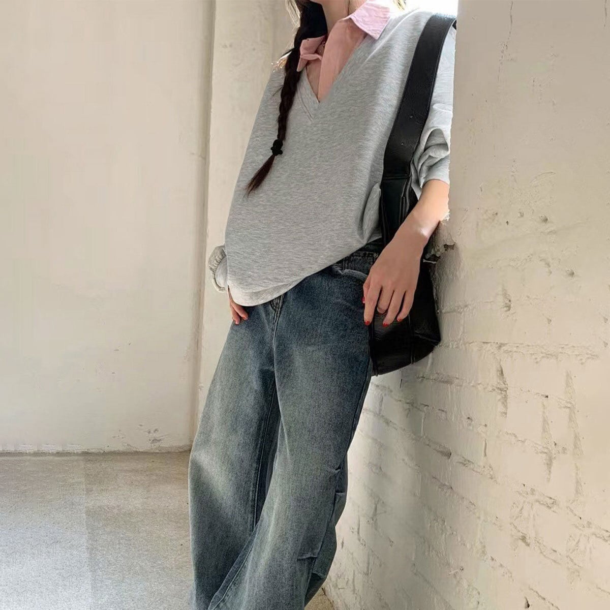 シャツ襟切り替え スウェット トップス レディース 春秋 韓国 レイヤード風 きれいめ 大人 カジュアル おしゃれ 重ね着 Vネック プルオーバー 大人可愛い 大人女子