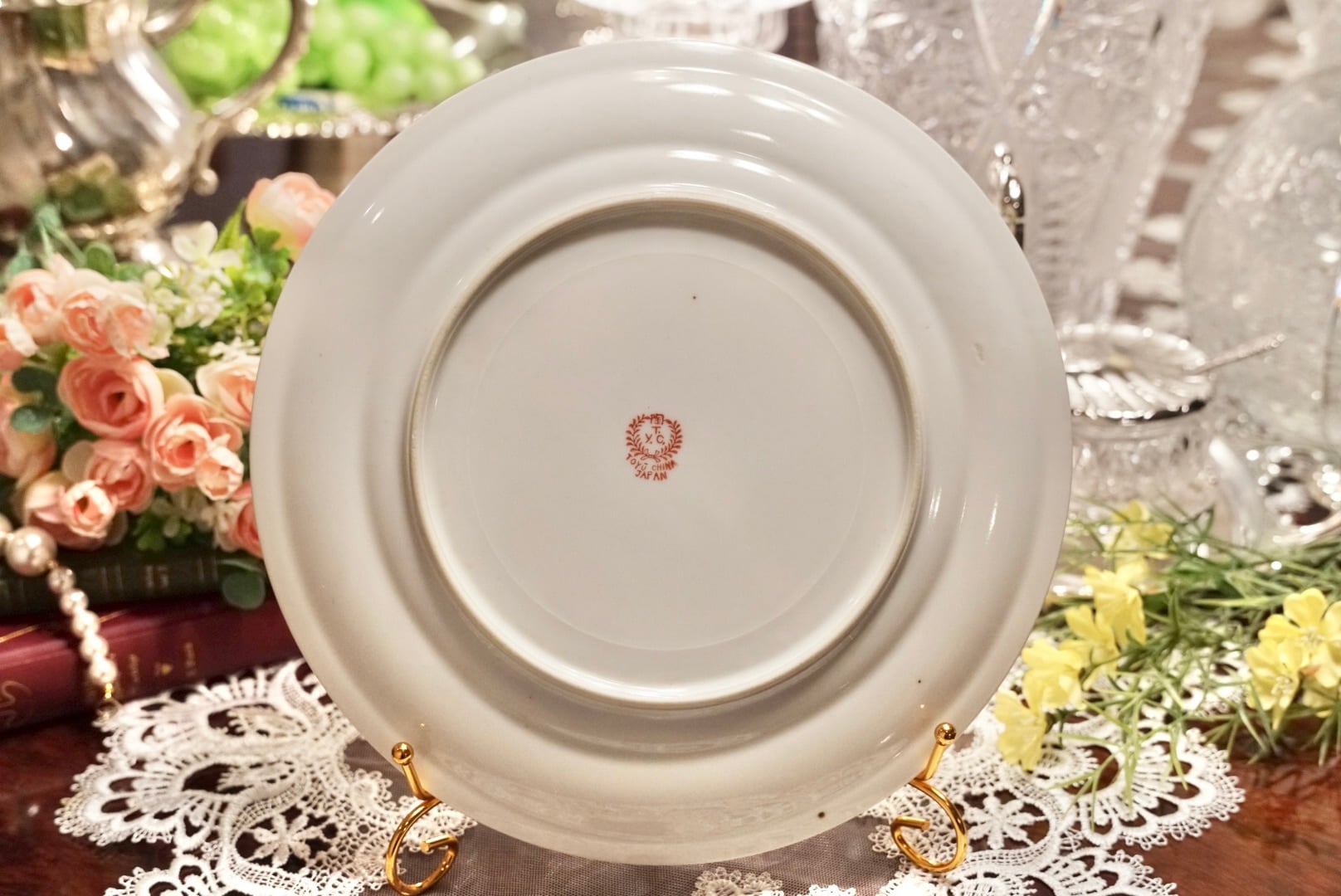 A【TOYU CHINA】東洋陶磁器 花柄 25.5cmディナープレート ヴィンテージ