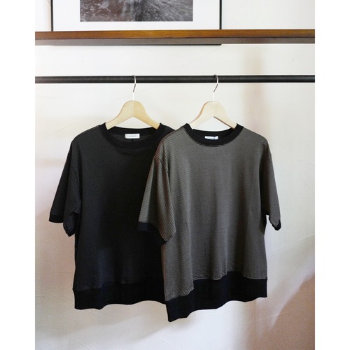 asssiette│ ALBINI organic cotton border half sleeve tee（2colors）