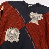 LANCEL ランセル ワッペン刺繍 切替デザイン スウェット トレーナー サイズ M /ブラック×ブラウン系/メンズ/日本製