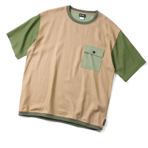 gym master ＜ベージュ×オリーブCRZ(81)＞ ジムマスター 麻レーヨン ビッグ TEE G321755 半袖 Tシャツ
