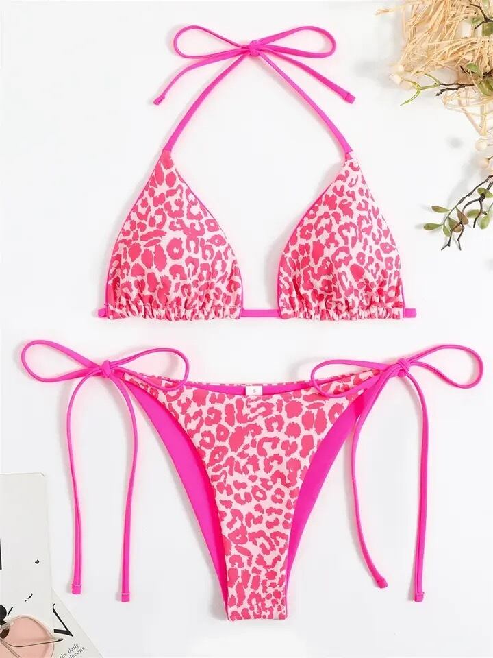 ♡送料無料♡ヒョウ柄ブラジリアンビキニ 2piece 水着 pink B ♡送料無料♡ヒョウ柄ブラジリアンビキニ 2piece 水着 pink B