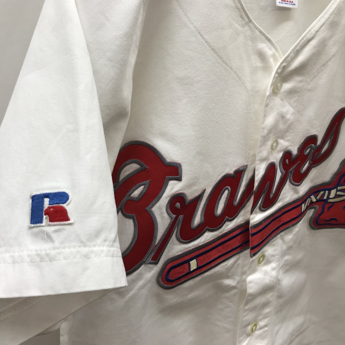 割引済！90's- MLB BRAVES ストライプ ベースボールシャツ