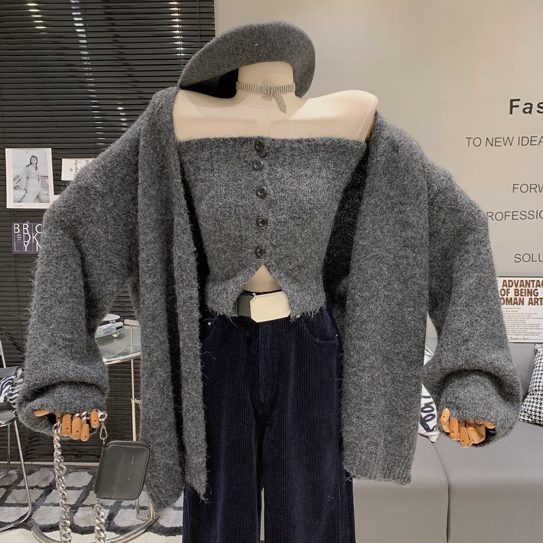 【たか　様】専用セット set】ニットベアトップ×カーディガンセット M26758 | nanastyle